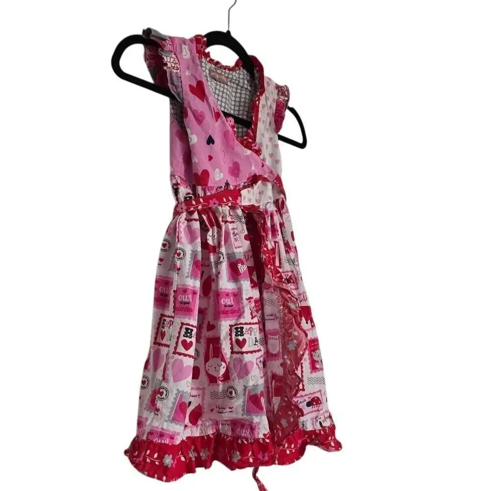 Jelly The Pug Girl's Size 6 Red Pink Mischa Valentines Love Letters Dress